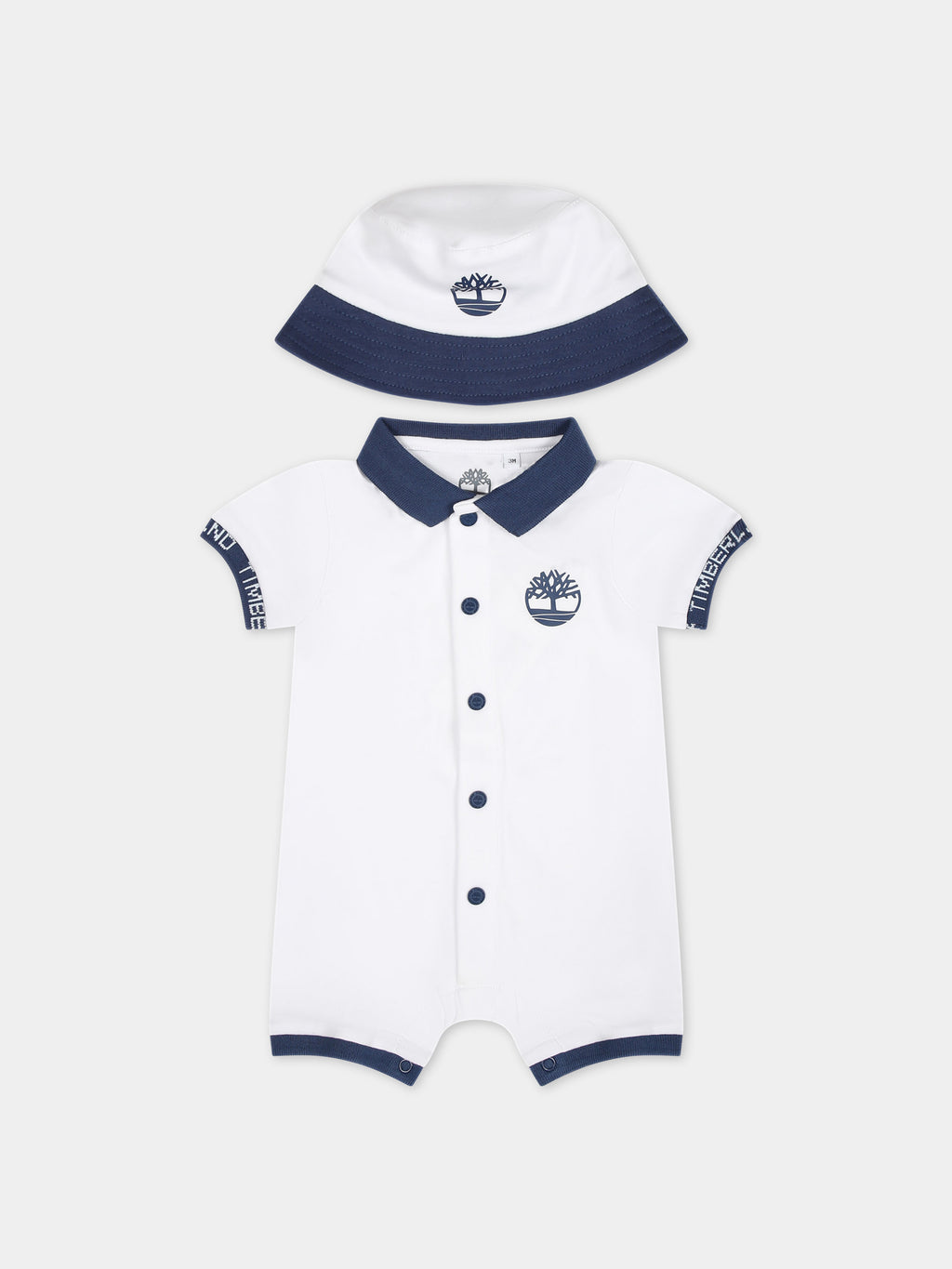 White romper for baby boy with logo